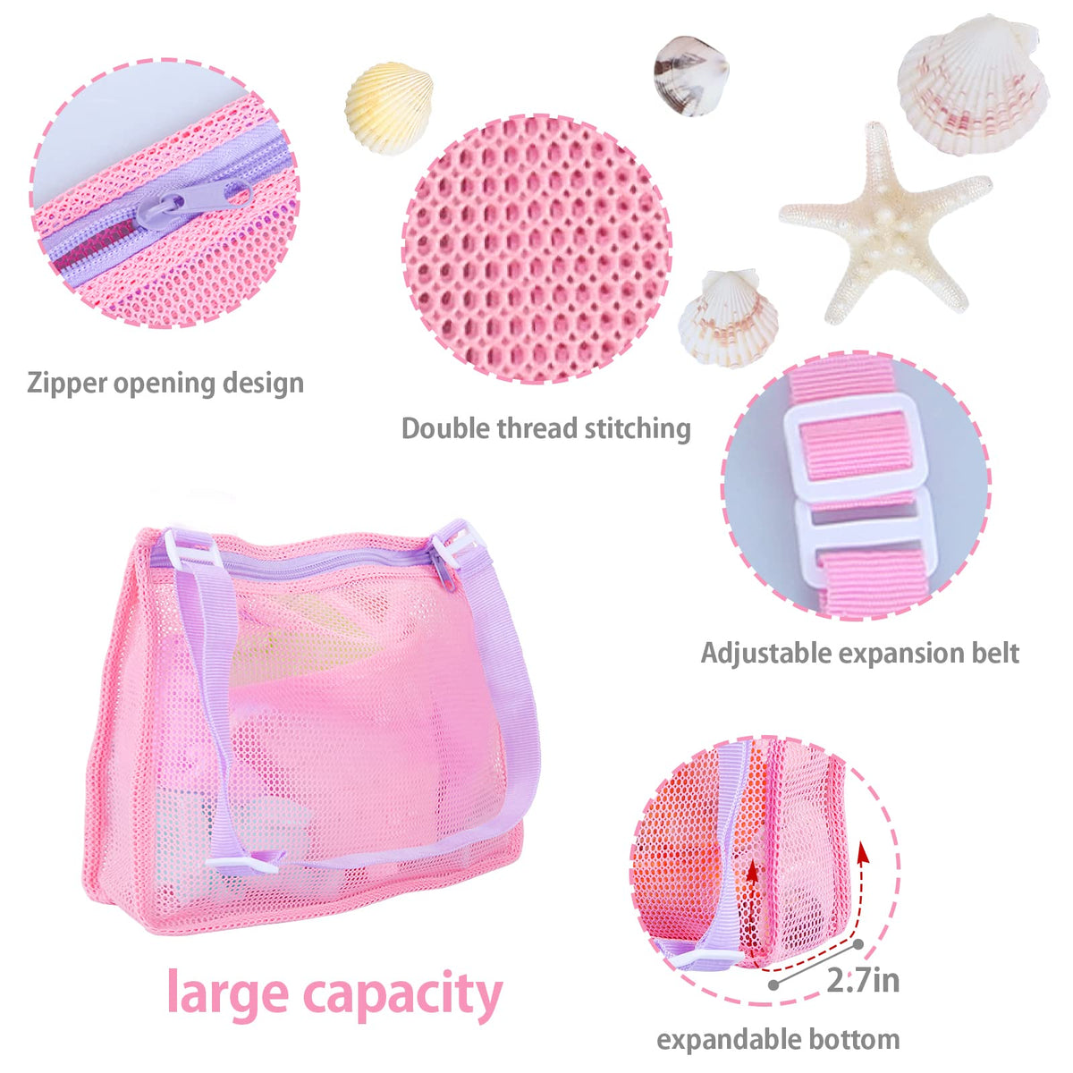 Tagitary sand toy set components displayed in breathable mesh bag
