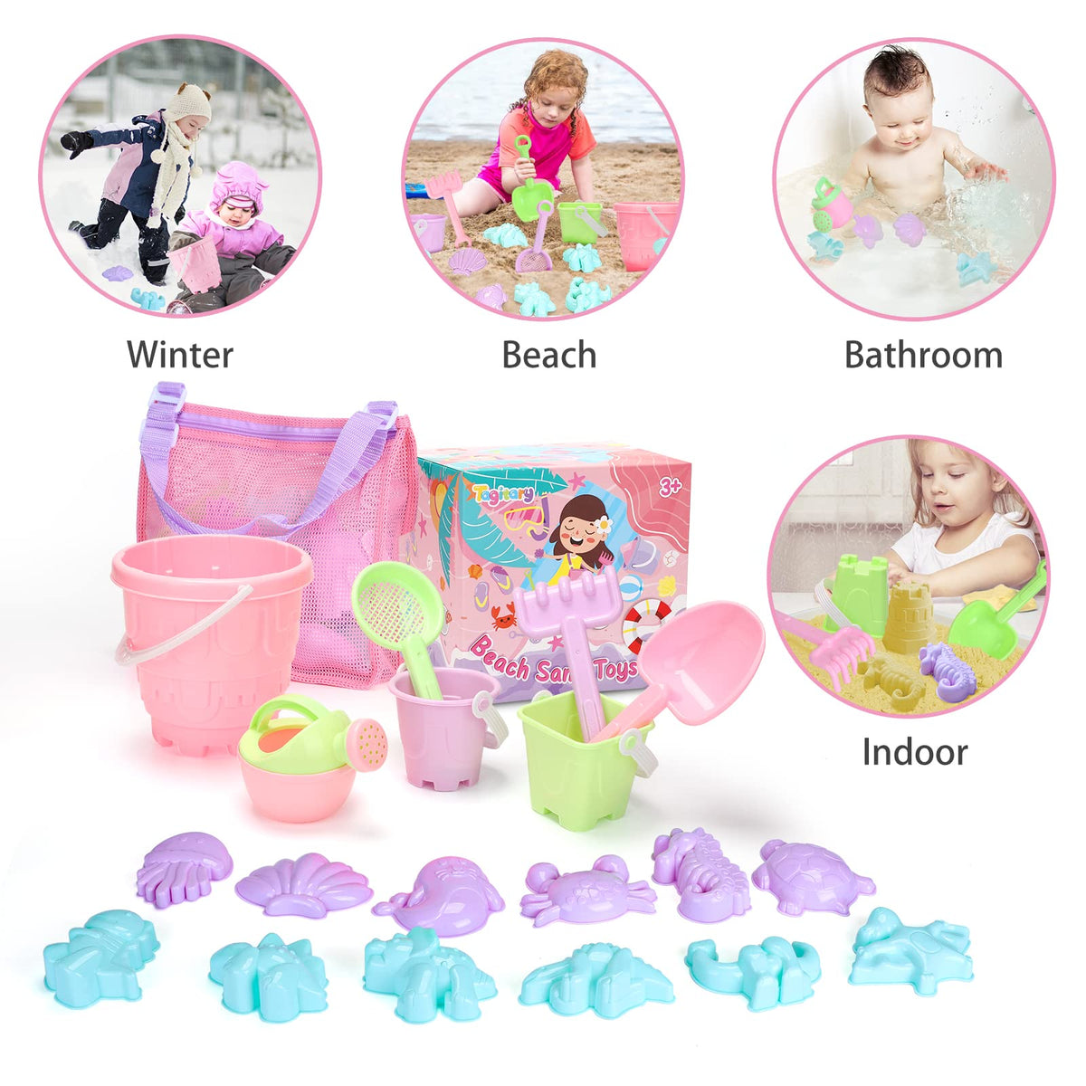 Tagitary beach bucket and shovel set for kids outdoor play