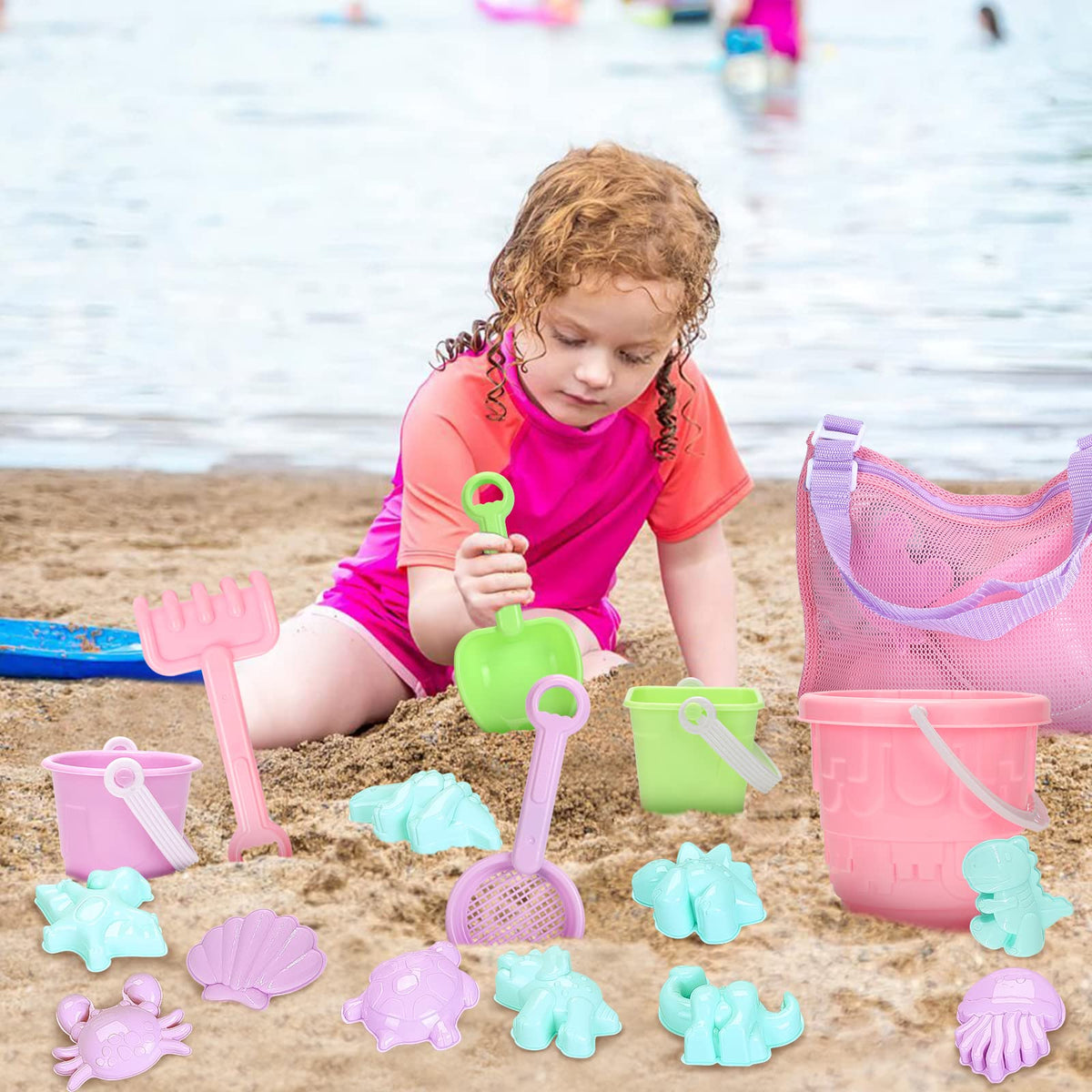 Educational sandpit tools including rake and watering can