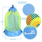 EocuSun durable mesh beach bag filled with colorful pool toys