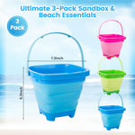 Shindel foldable beach pails collapsed for space saving storage