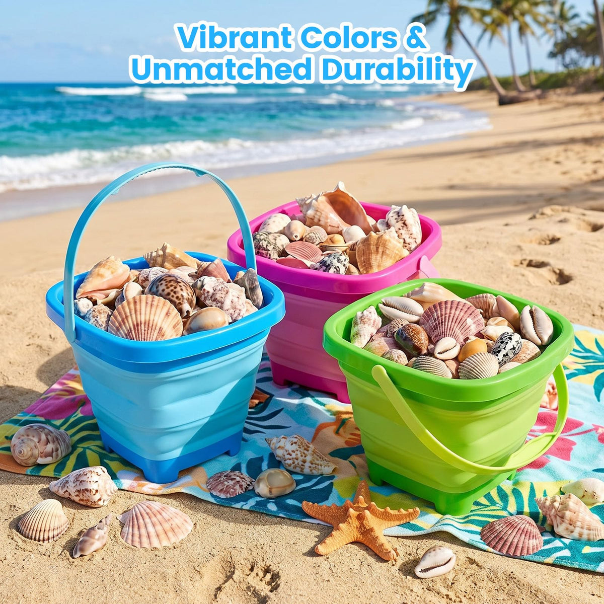 Kid playing with Shindel silicone collapsible beach bucket