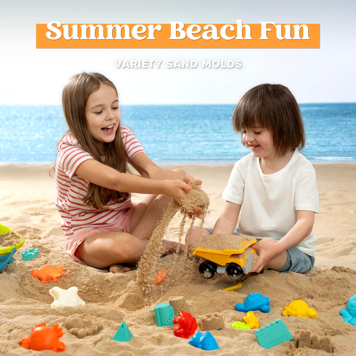Sloosh collapsible buckets and shovels for beach play