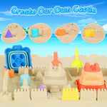 Children playing with Hugcaty foldable beach buckets and molds