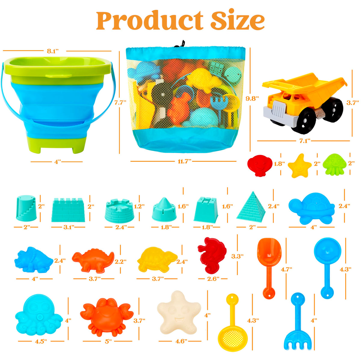 Sloosh beach toy set packed inside mesh carry bag