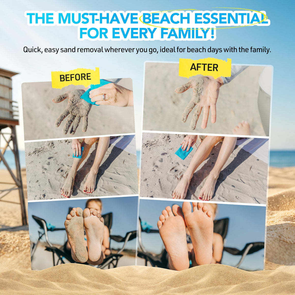 Shakalo beach sand remover pouch in hand