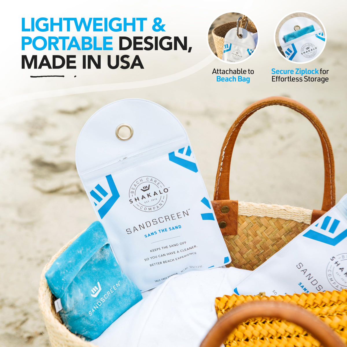 Compact Shakalo sand removal bag for travel