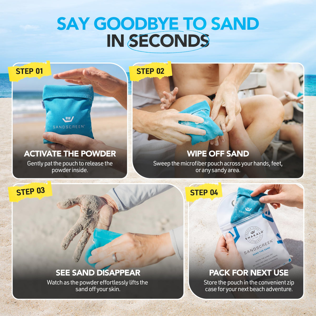 Talc-free powder bag for beach days