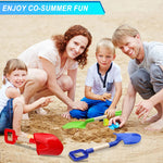 Two pack of blue and green heavy duty sand shovels for backyard and summer vacation