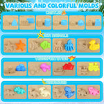 Children playing with Fhozgecy sandcastle building kit at the beach