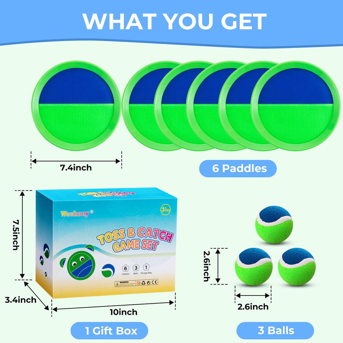 Weehoey toss and catch paddles with adjustable hand straps detail