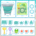 Travel size beach toy set packed inside mesh carrying bag