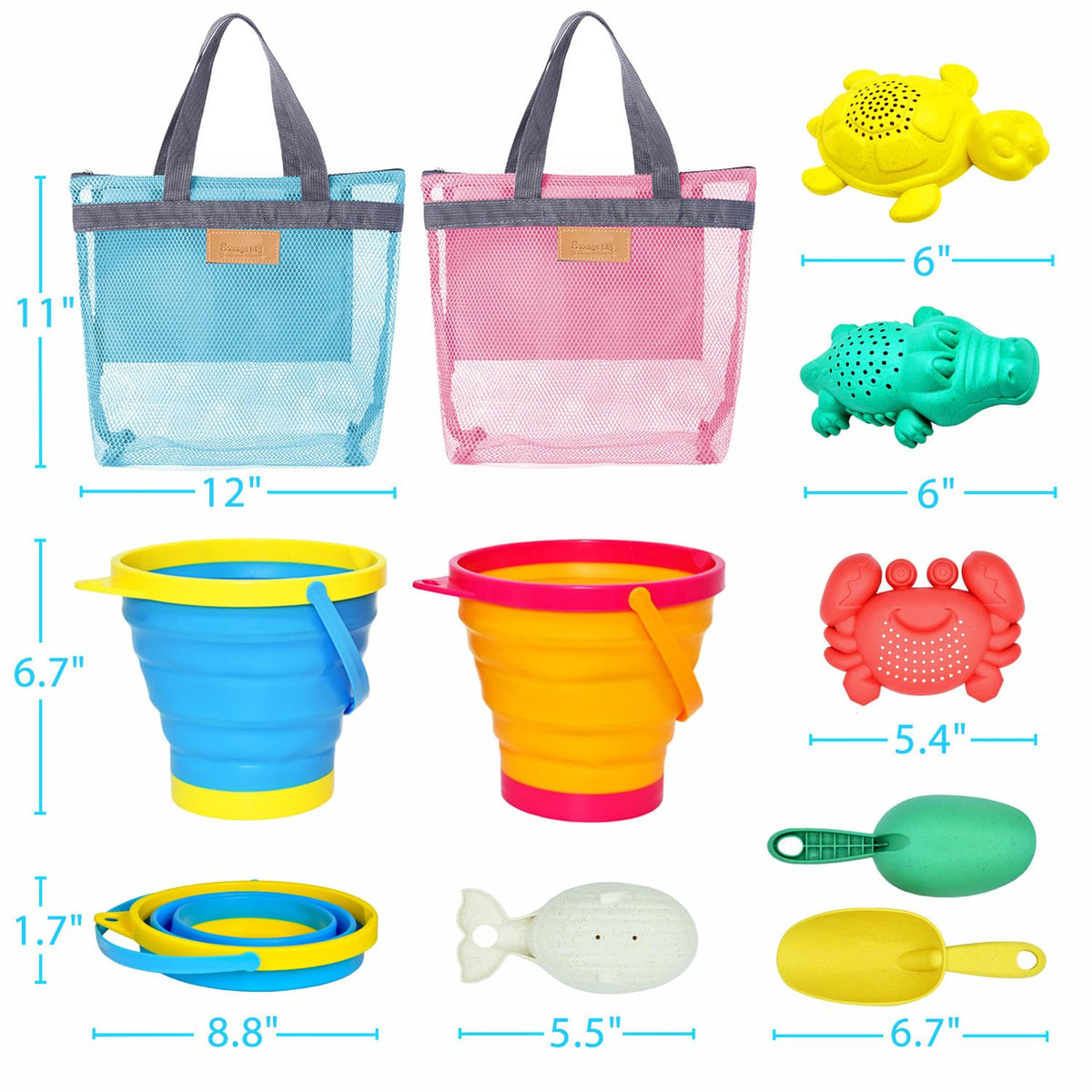 Aclarastra kids travel sand toy set with various molds and tools