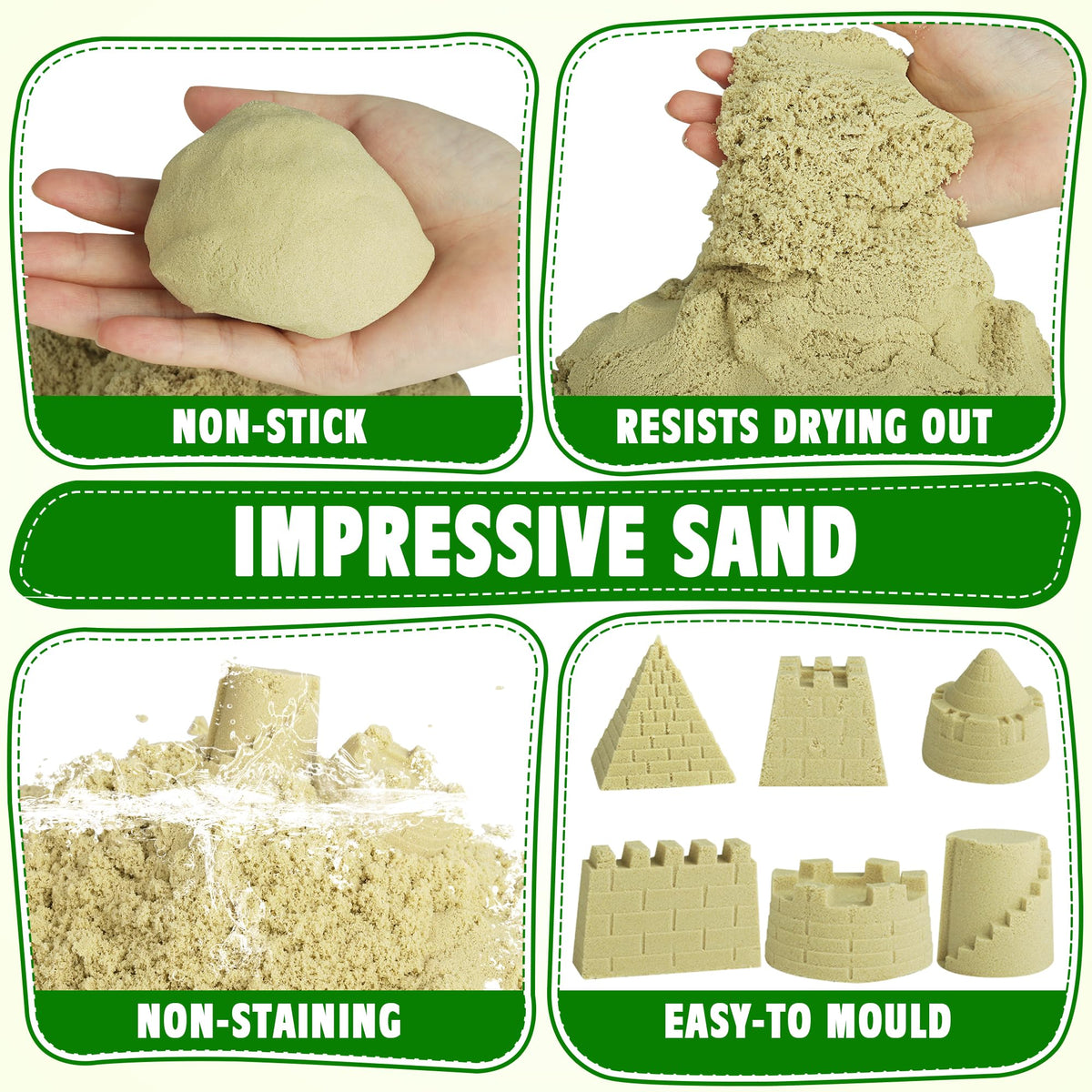Top view of Billeeit 36 piece sand construction kit components