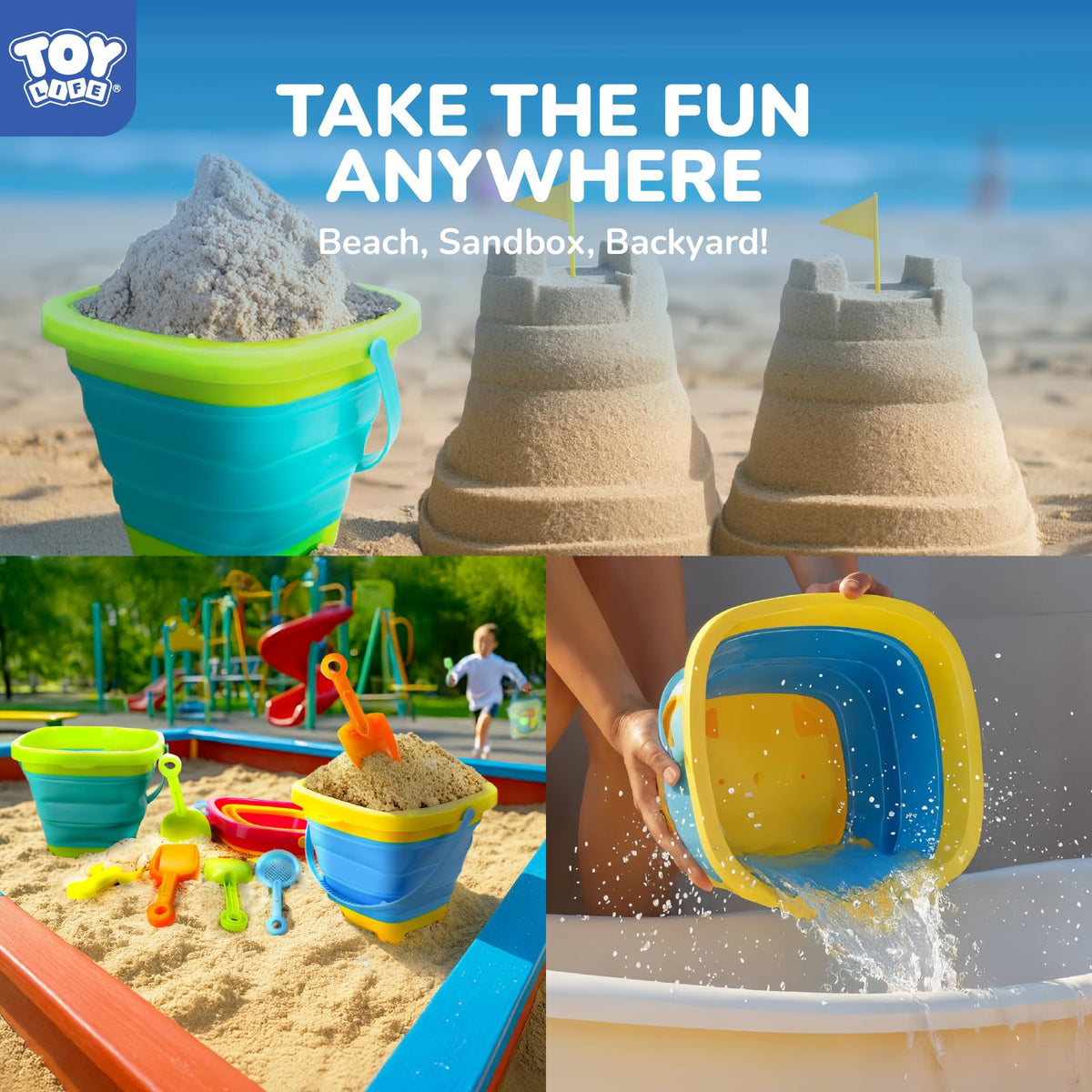 Toy Life 12-piece sand toy set in mesh bag for travel