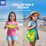 Collapsible silicone sand buckets by Toy Life showing foldability