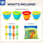 Brightly colored Toy Life sand buckets for beach and sand play