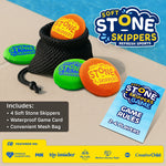 Brightly colored soft foam skipping discs for pool play