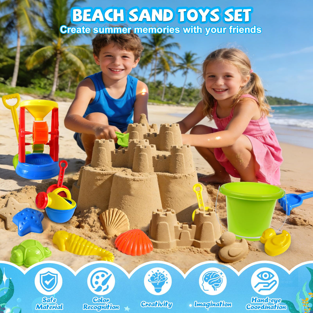 Fun Little Toys beach set with water wheel and molds
