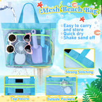 Collapsible beach bucket set with mesh bag for easy travel