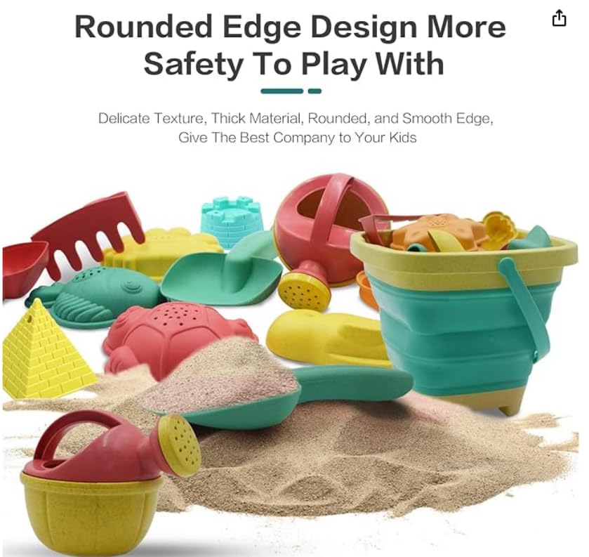Premium child safe silicone sandcastle building kit with foldable bucket and animal shapes for outdoor play.