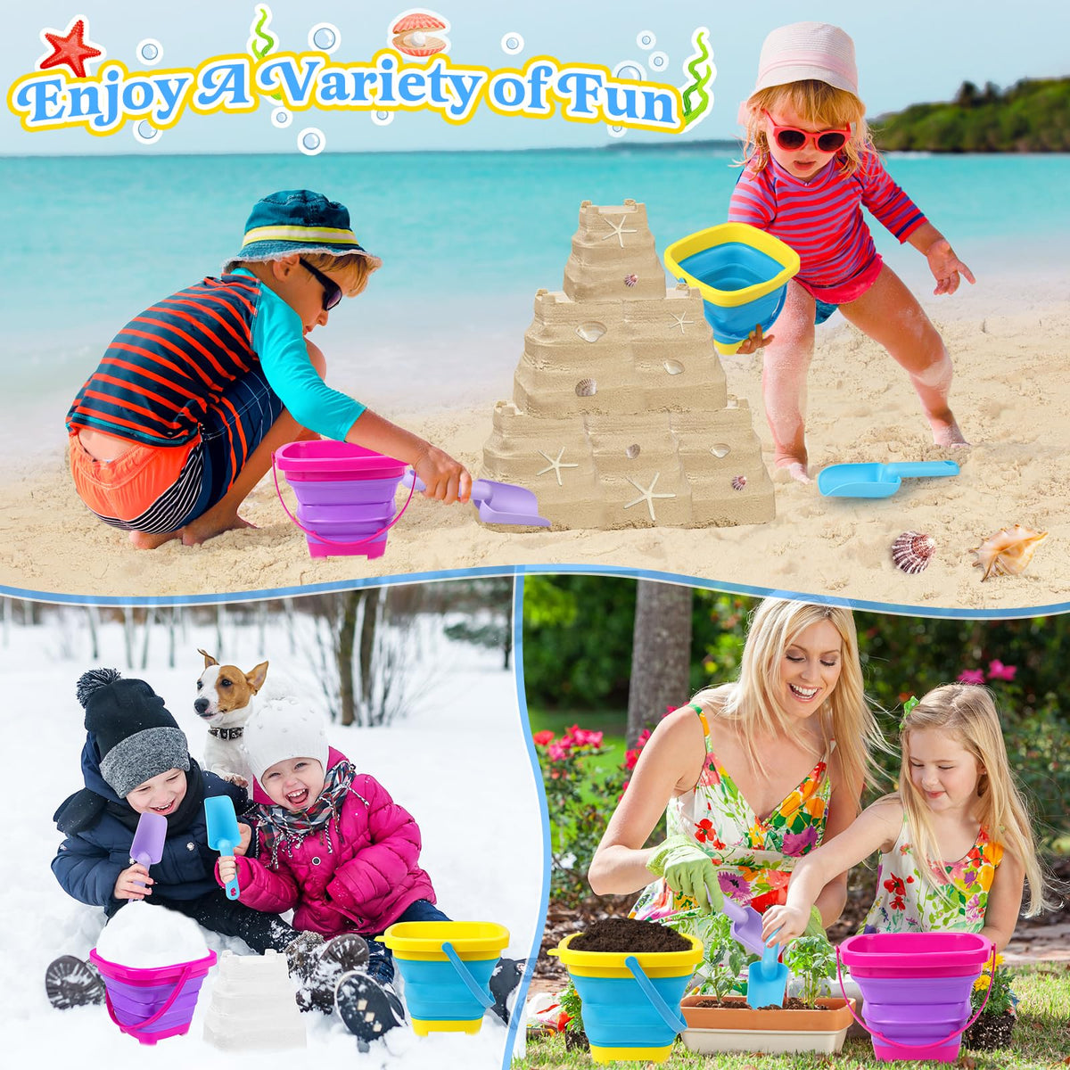 Toddler using Tsdatowr silicone shovel in the sand