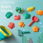 Close up view of flexible marine themed sand molds featuring detailed crab seahorse and fish shapes.