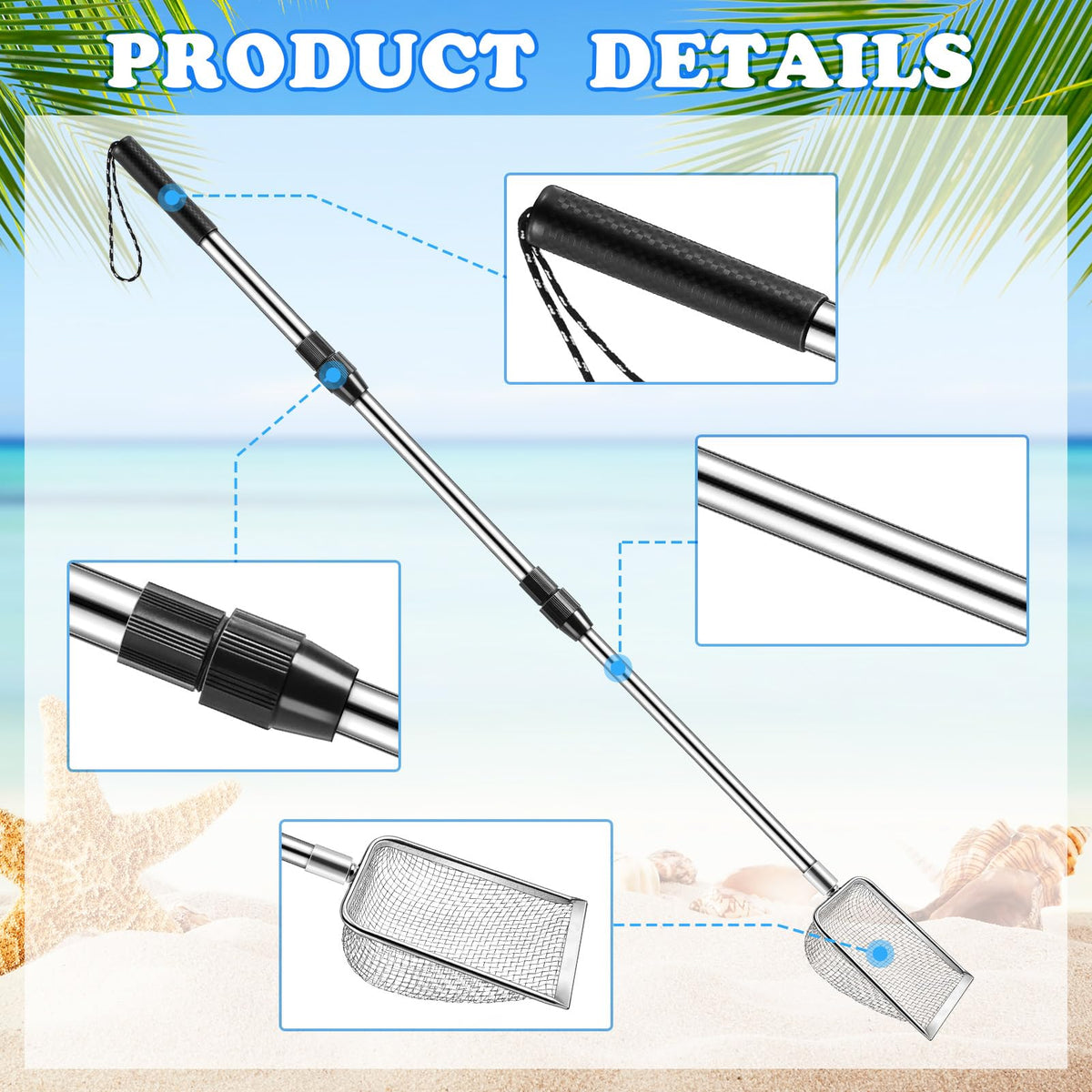 Poilkmni shark tooth sifter showing adjustable handle lock