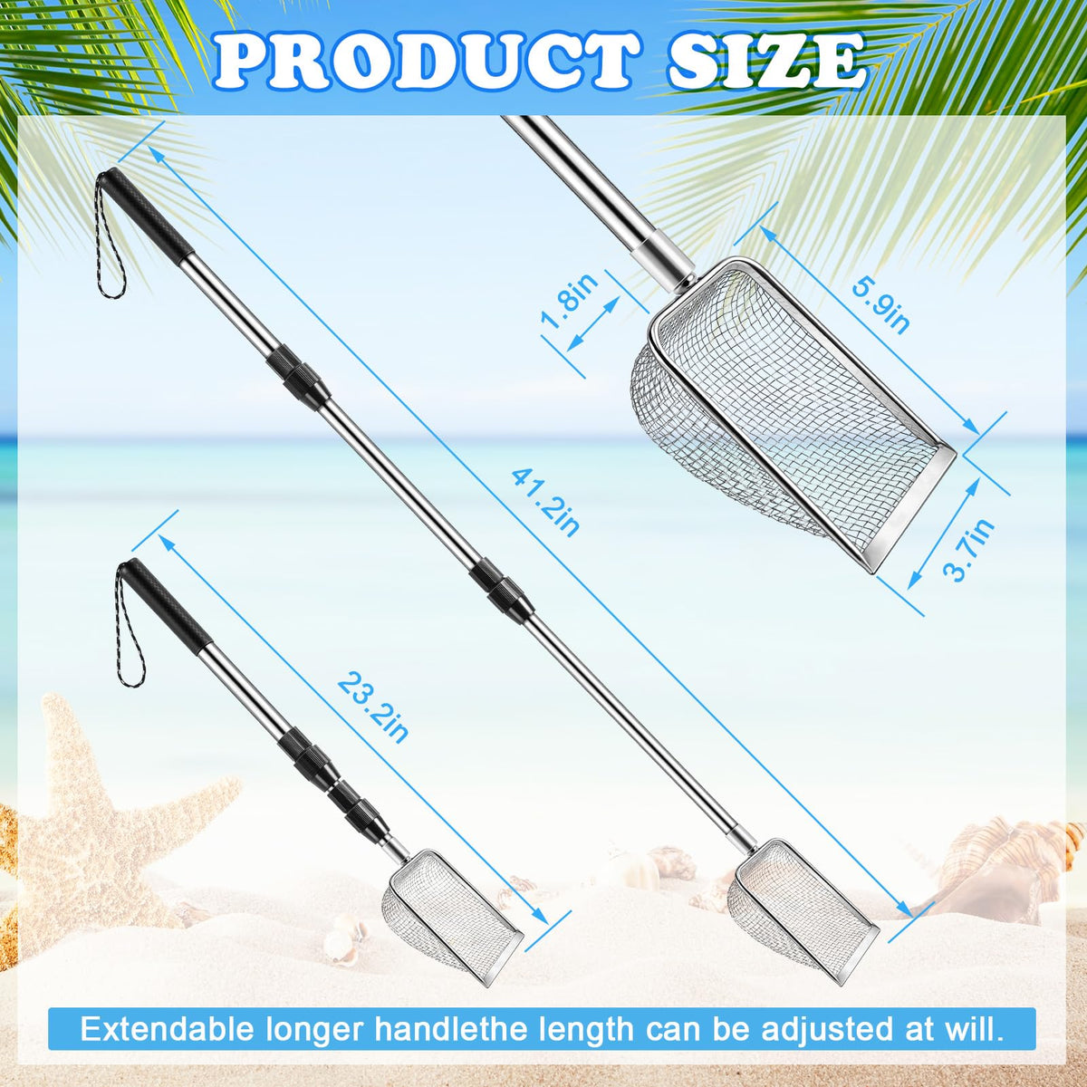 Close up of durable stainless steel mesh beach sifter