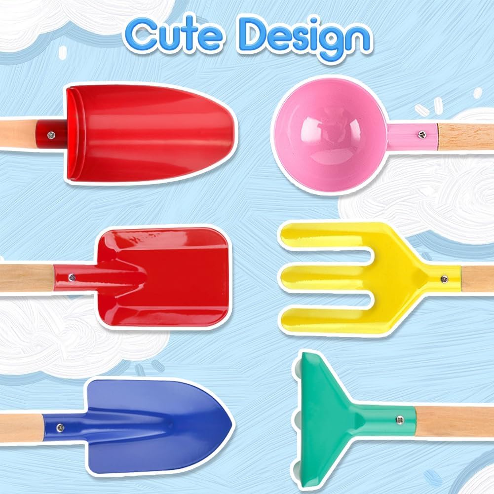 Side view of Umuaccan 8 inch metal kids gardening tools
