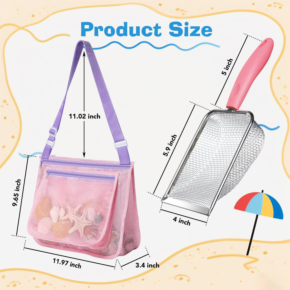 Close up of the metal sand sifter shovel