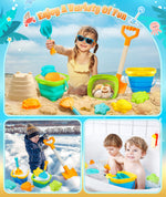 Full 11-piece set of Duducofu beach toys spread out