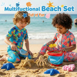 Foldable silicone bucket and sand mold set for kids beach play