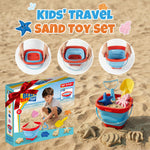 Compact portable beach toy kit with mesh storage bag