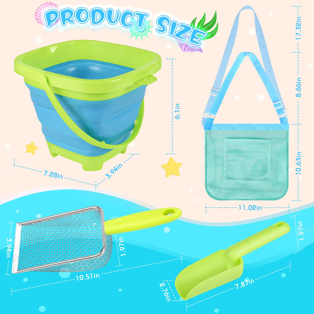 Full 8-piece Fhozgecy beach adventure toy kit layout