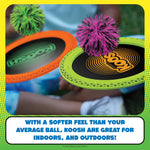 Close up of soft rubber filament Koosh ball on paddle surface