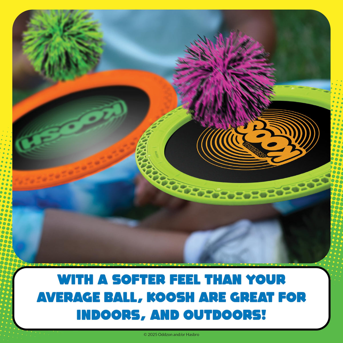 Close up of soft rubber filament Koosh ball on paddle surface