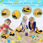 Children playing with Fhozgecy sandcastle molds and trucks