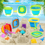 Collapsible buckets and mesh storage bag for beach toys