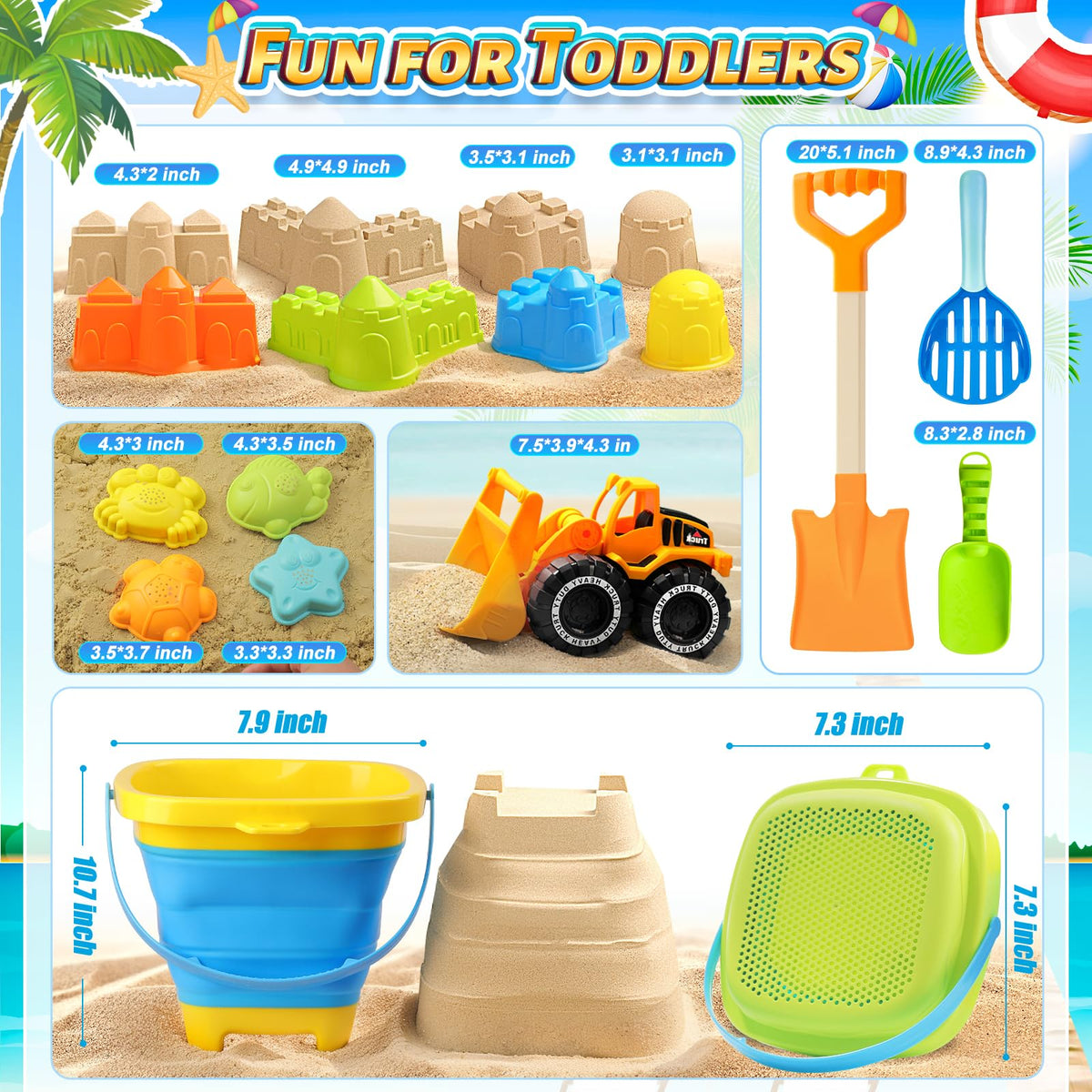Assorted animal and castle molds from the Dishio toy set
