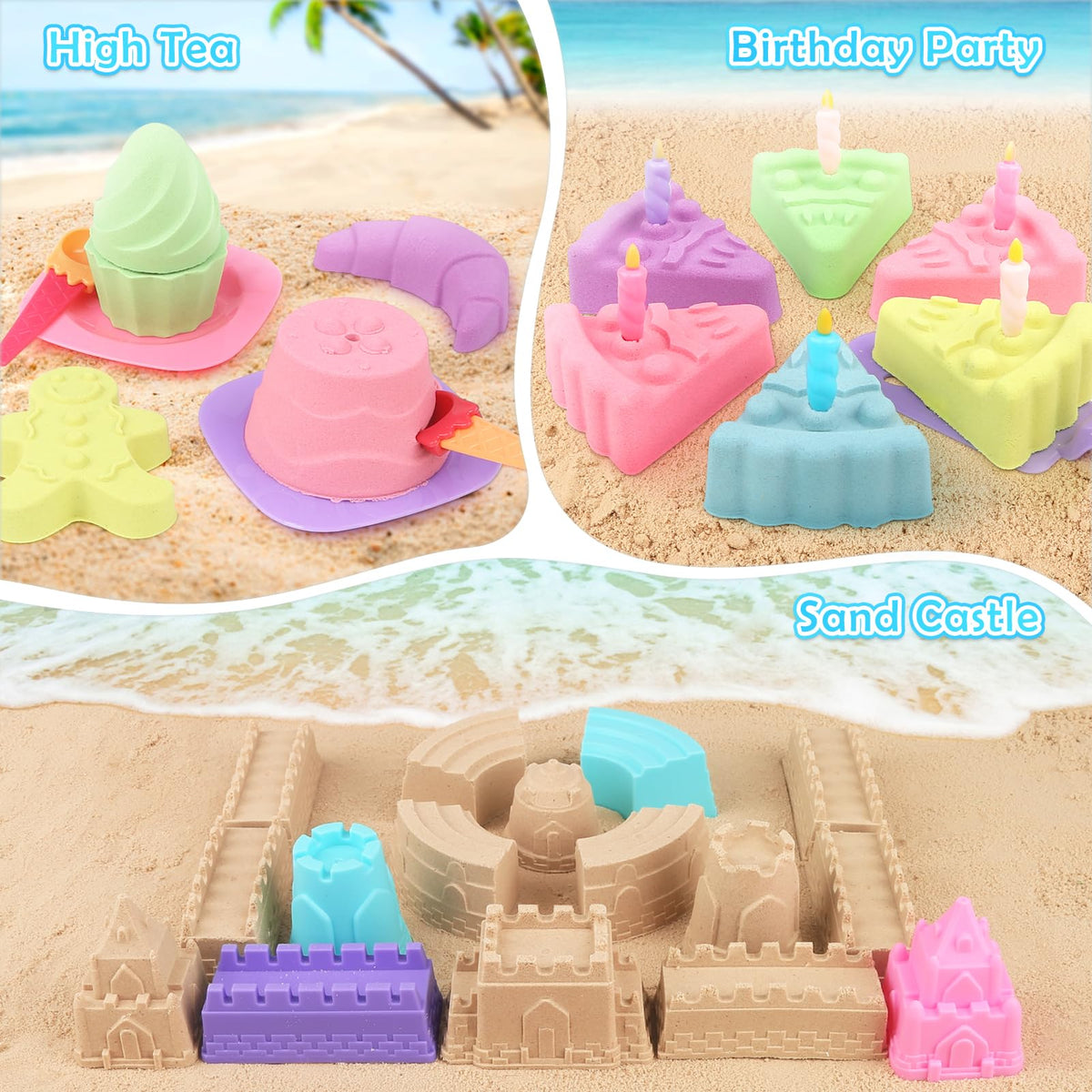 Close up of Dreamon sand castle and dessert molds