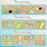 Close up of ice cream cone sand molds from Rezucrey toy kit