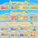 Close up of Kubusfly durable plastic castle molds and sea animal shapes