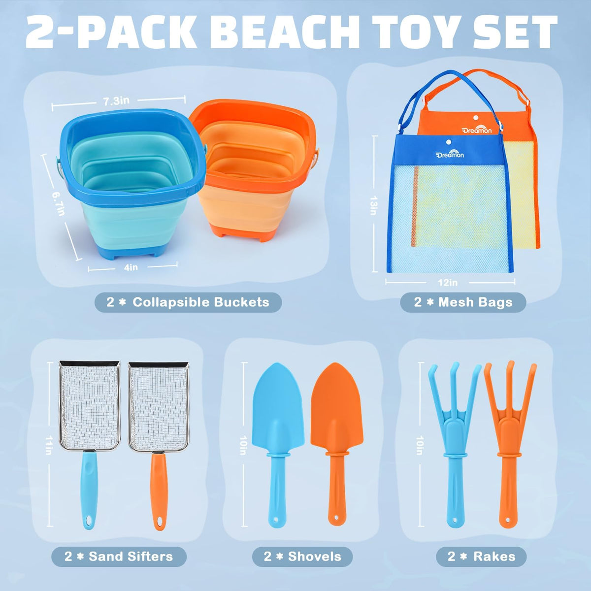 Child using Dreamon collapsible sand bucket and shovel.