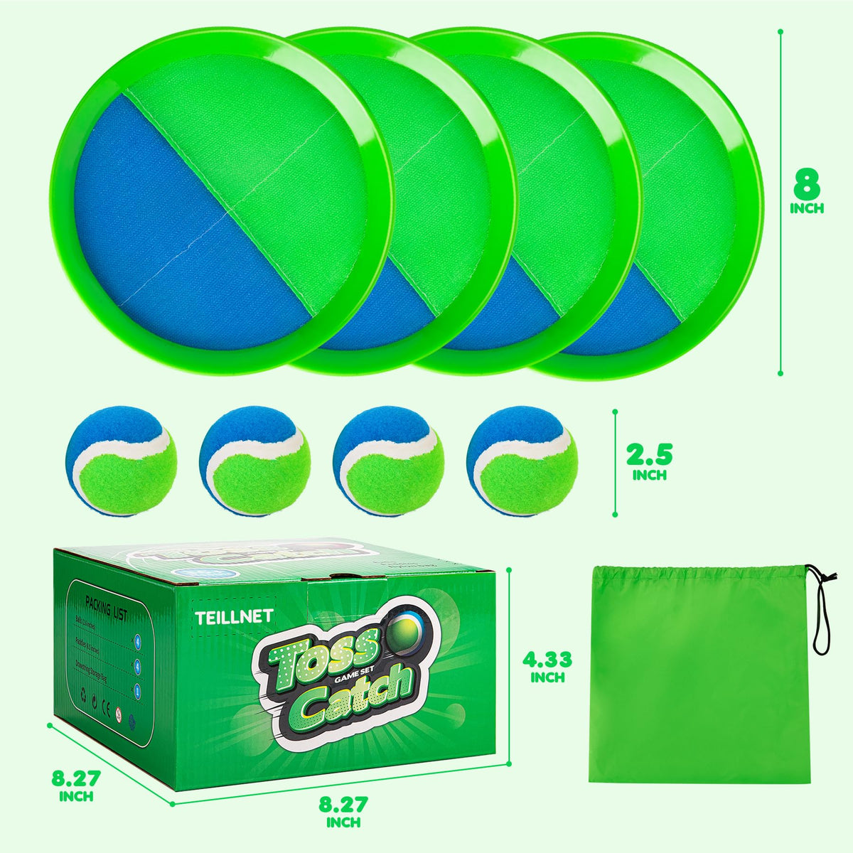 Teillnet toss and catch set in storage bag