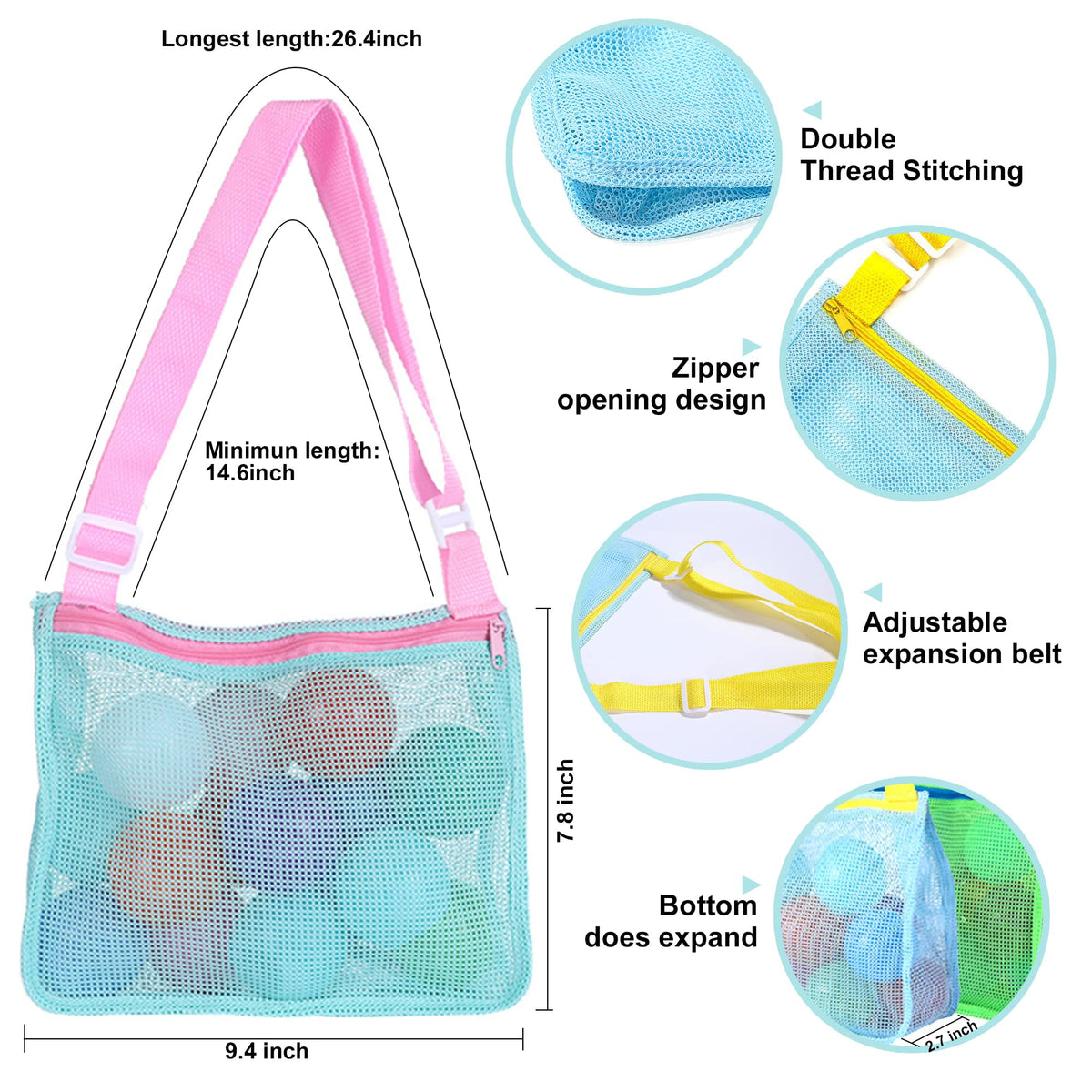 Folded UTTPLL mesh beach bag for compact travel storage.