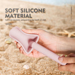 Flat lay of all 11 pieces of the MarcZero silicone beach toy set