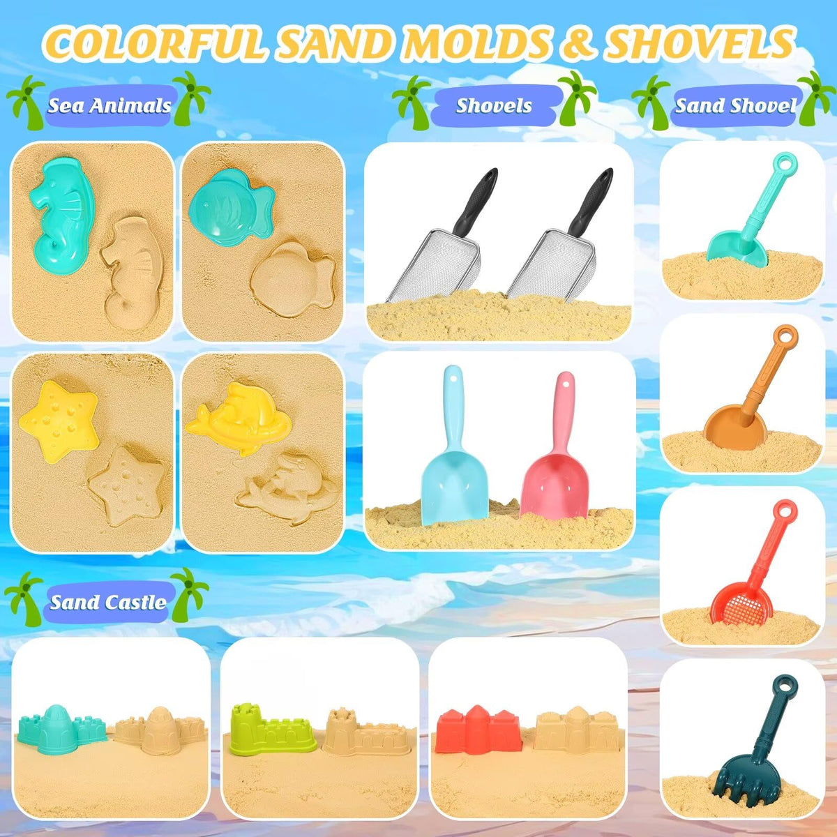 Child using sifter shovel at the beach