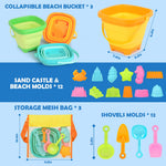 Dreamon foldable silicone-style buckets in teal lime green and yellow