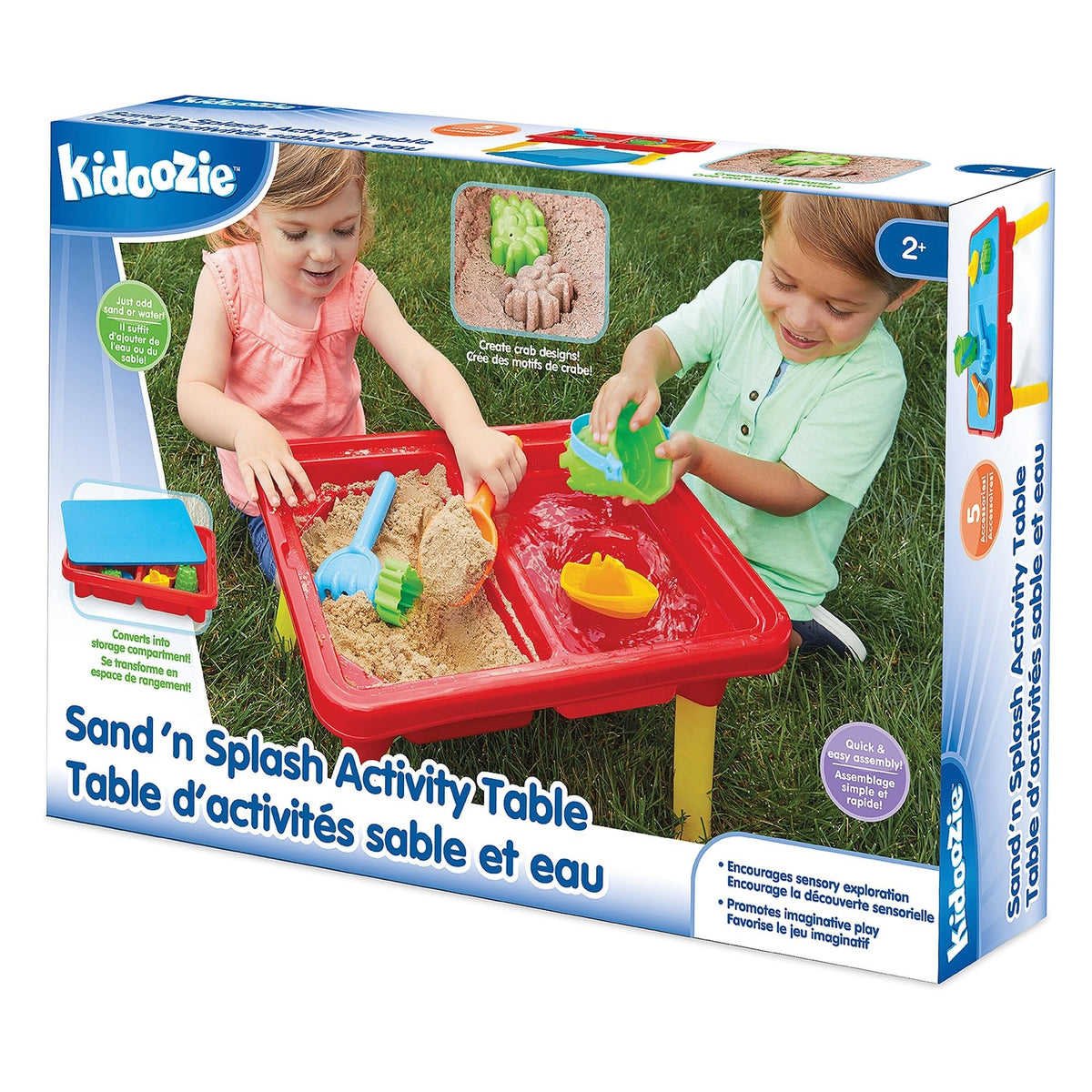 Included accessories set with shovel rake and boat